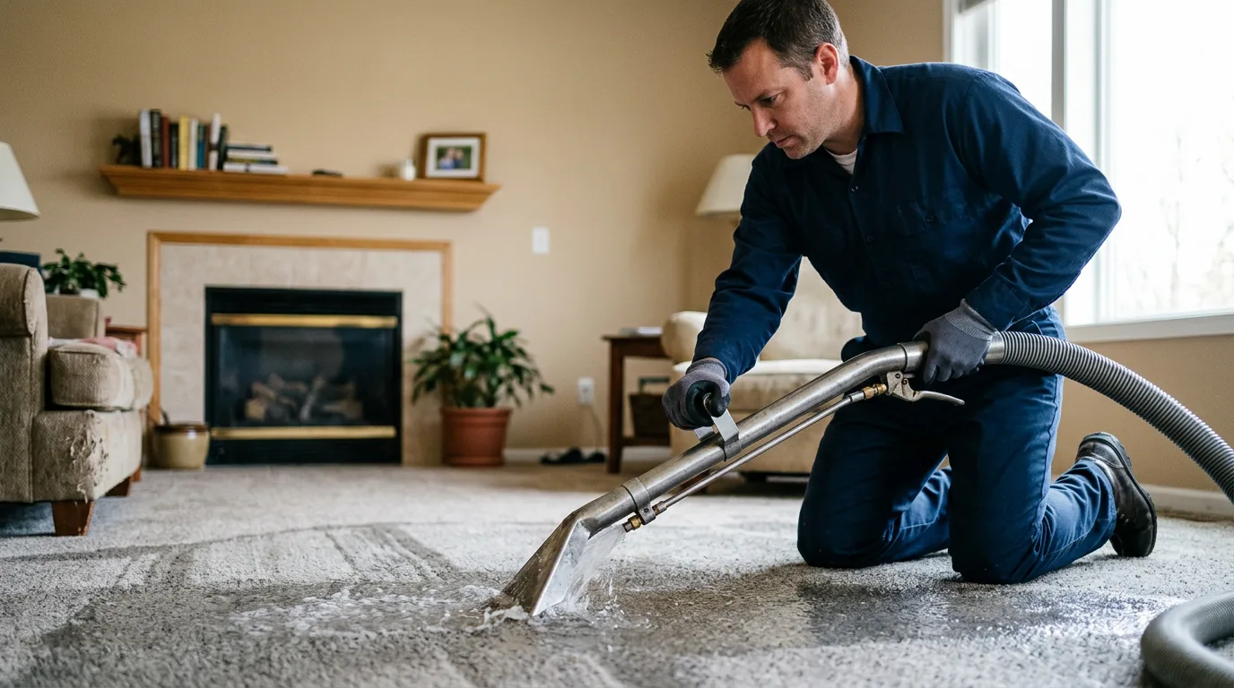 Water damage restoration technician working near Middleville, MI
